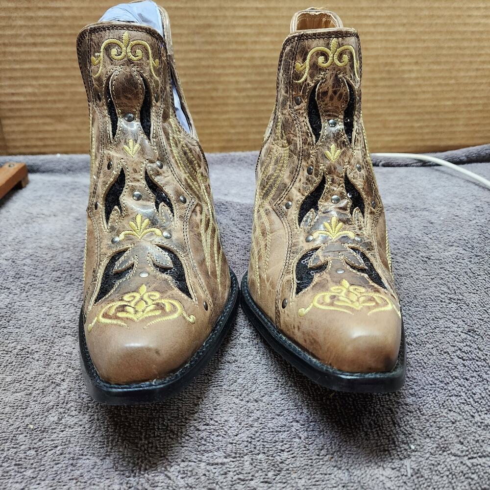 New Myra Tentor Western Leather Boots booties Women size 8 b52 - Picture 5 of 12